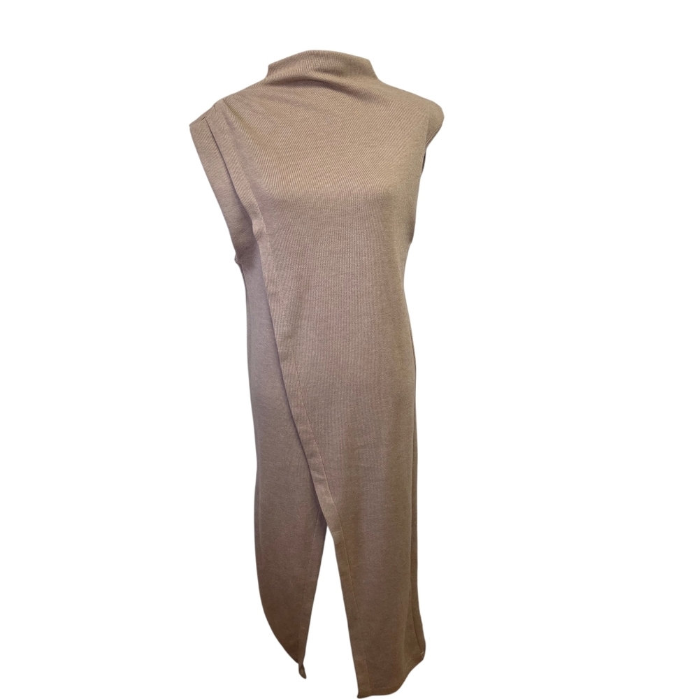 Zara Taupe Ribbed Midi Dress